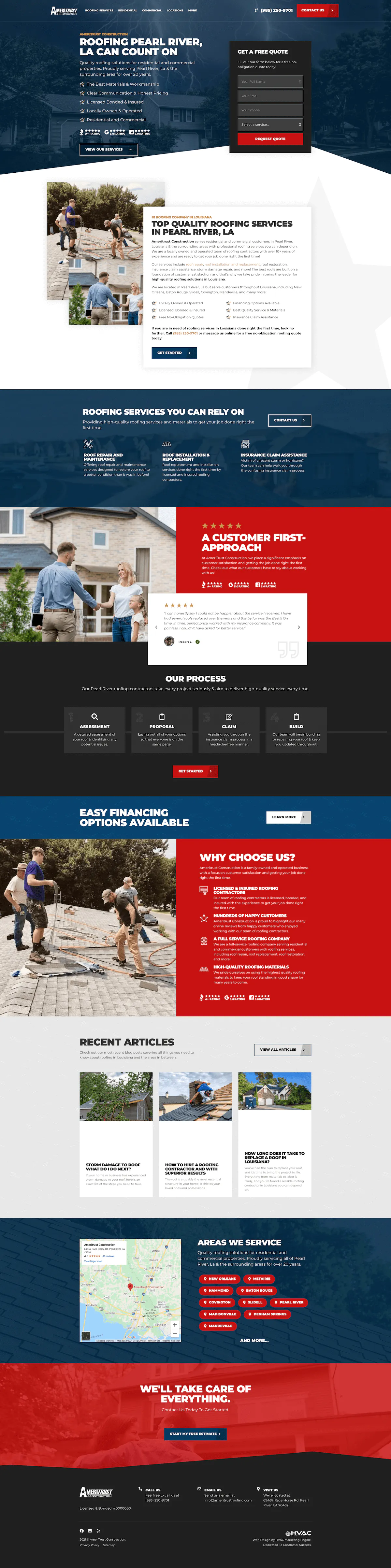 AmeriTrust Roofing and Construction — homepage website screenshot