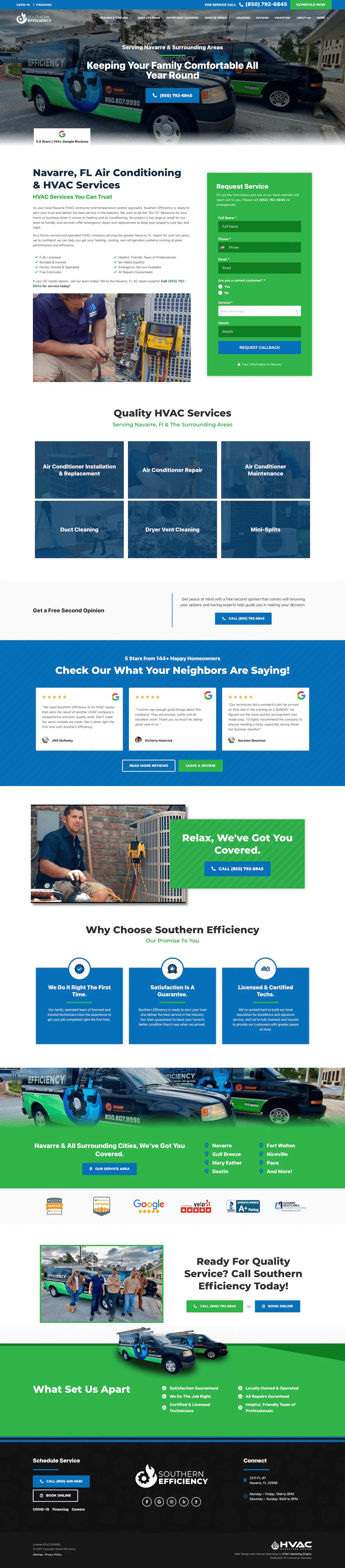 HVAC web design for Southern Efficiency