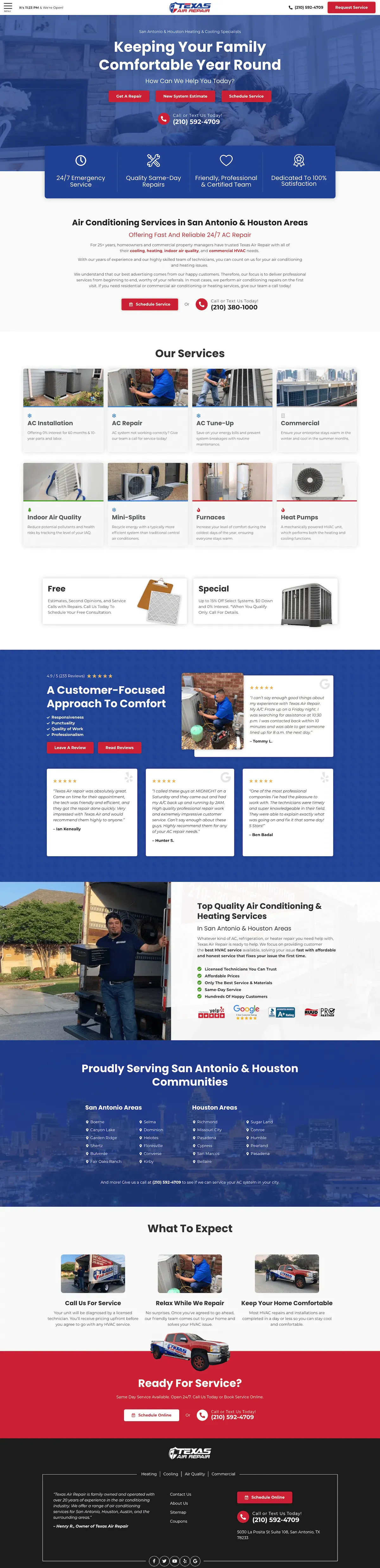 Texas Air Repair — newly redesigned website